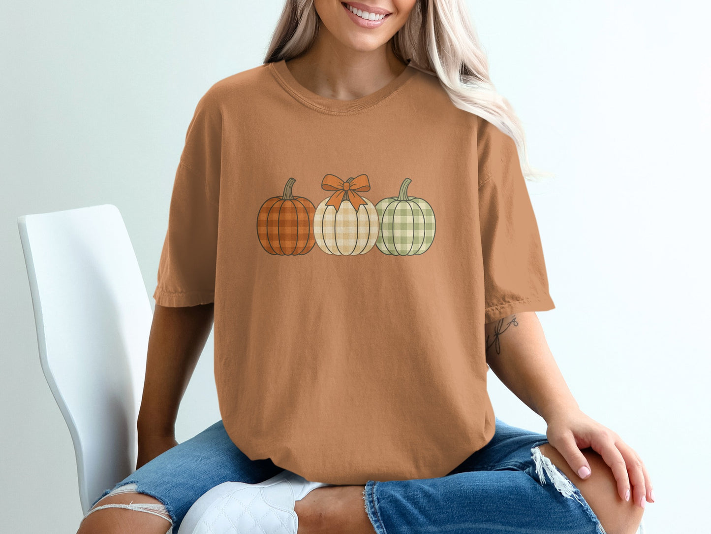 Cozy Autumn Trio Pumpkin Graphic T-Shirt product type
