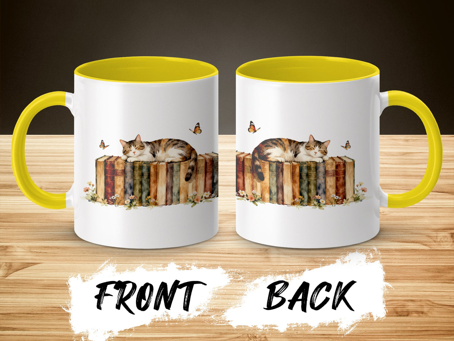 Relaxing Cat and Butterflies Print Ceramic Mug product