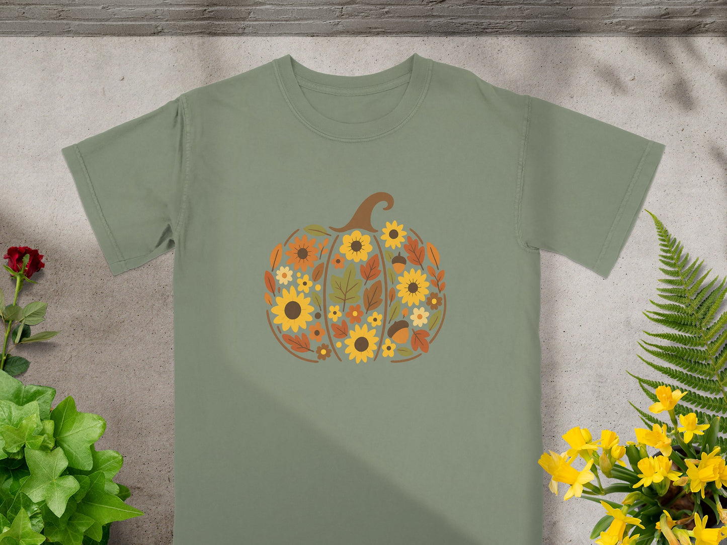 Pumpkin Floral Graphic Printed Shirt product