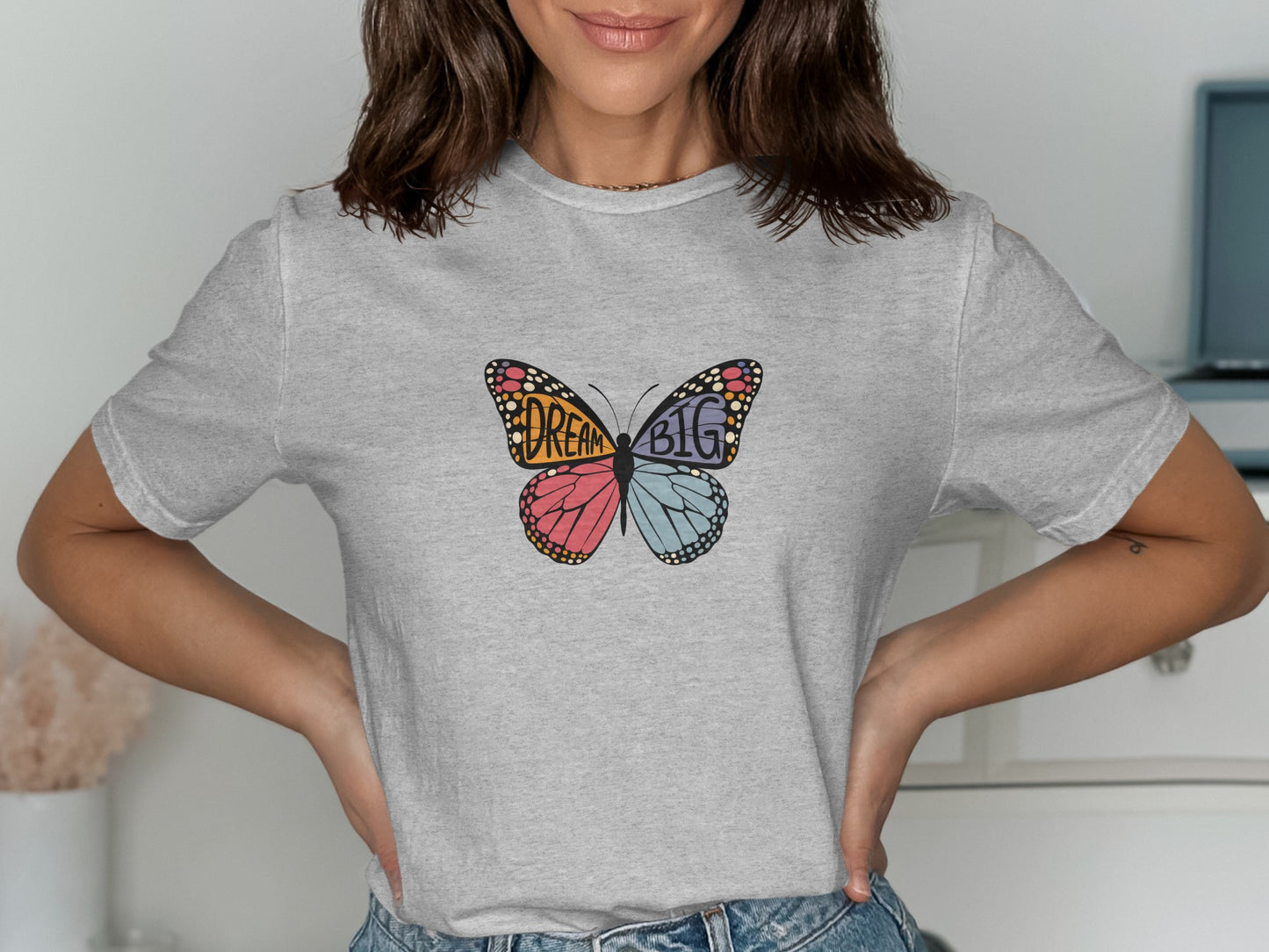Dream Big Multicolor Butterfly Print T-shirt product type