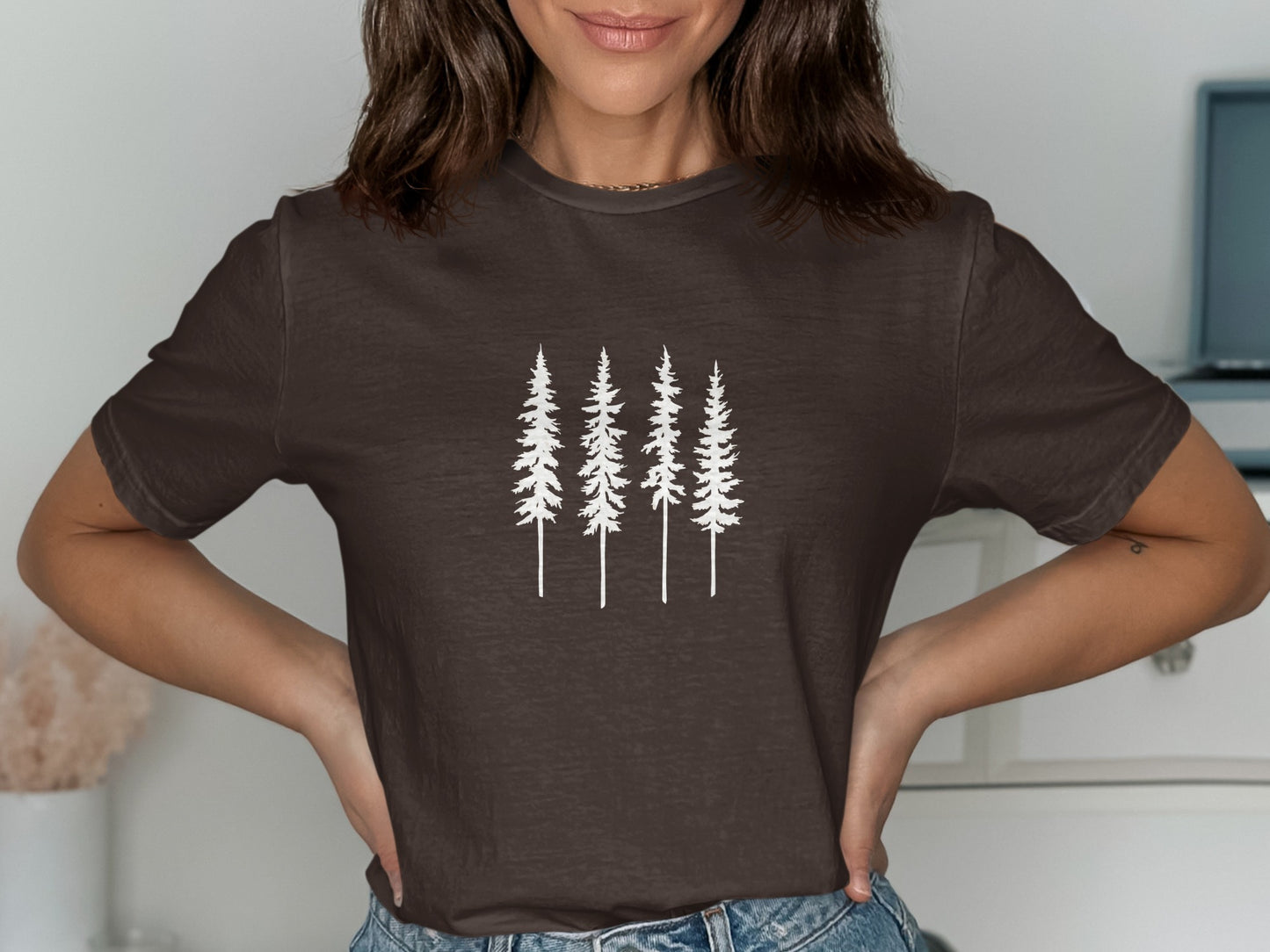 Minimalistic Evergreen Trees Graphic Tee Shirt product type