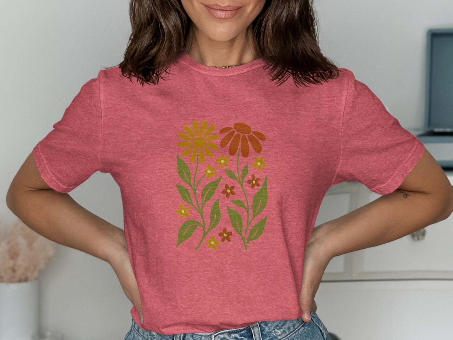 Bright Floral Graphic Tee Shirt Casual Product
