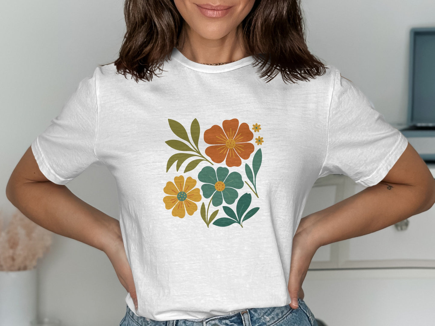 Floral Graphic Tee with Colorful Blooms product type