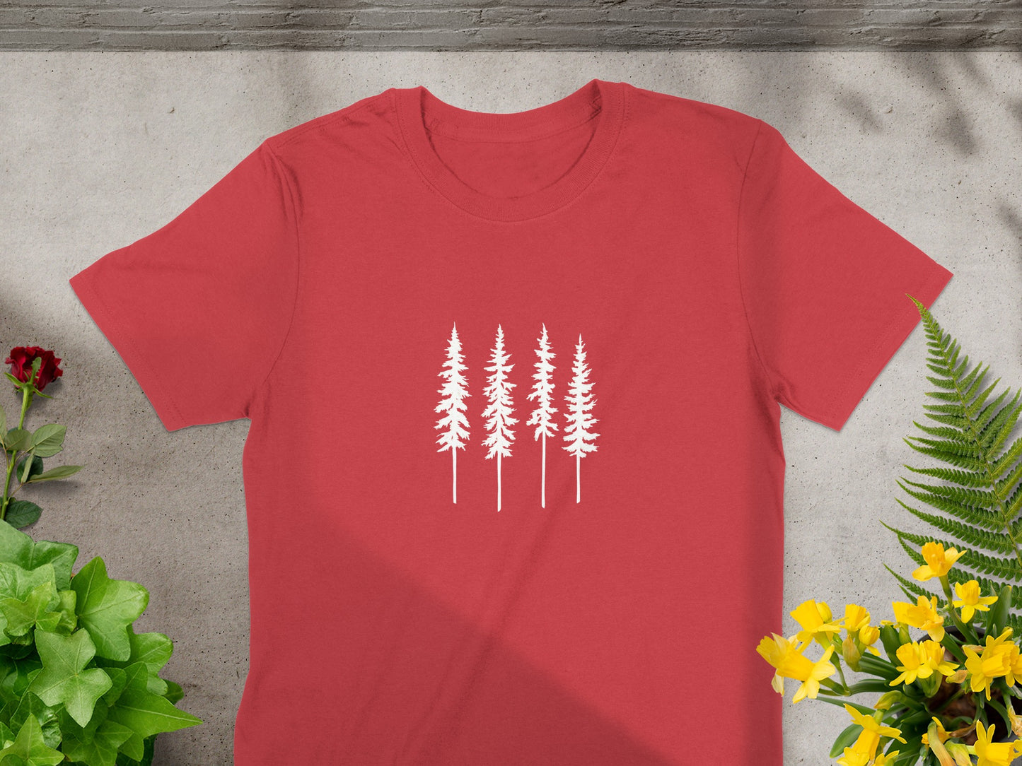 Red T-Shirt with White Tree Design Graphic product