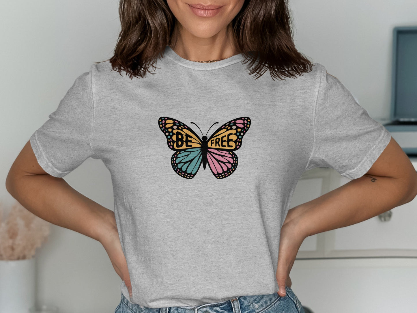 Colorful Butterfly Be Free Graphic Tee product