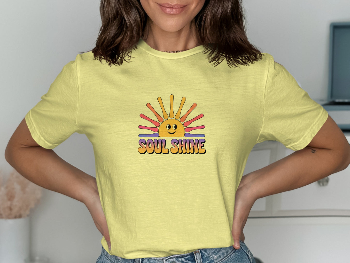 Soul Shine Sun Illustration Yellow T-shirt product type