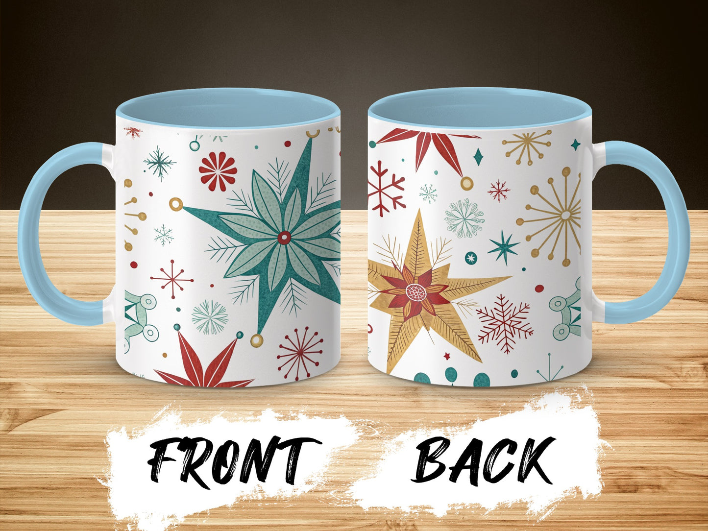 Festive Snowflakes Stars and Ornaments Design Mug