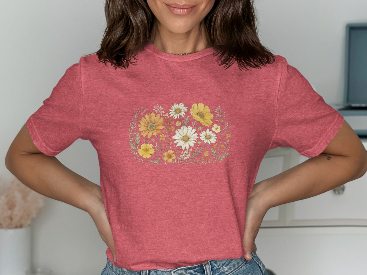 Floral Patterned Pink Women's T-Shirt product