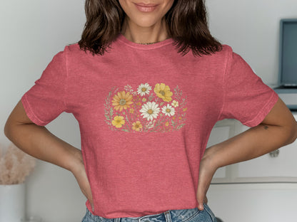 Floral Patterned Pink Women's T-Shirt product
