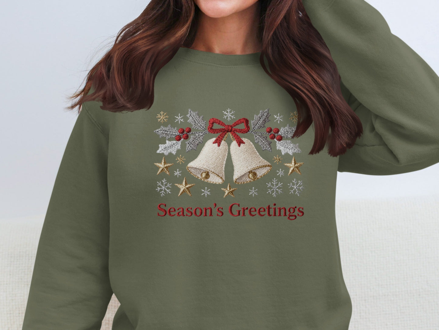 Festive Season's Greetings Embroidered Sweatshirt
