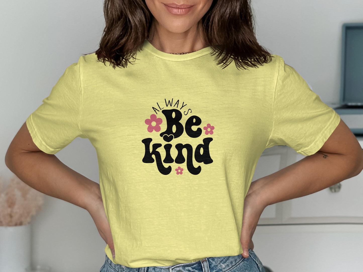 Always Be Kind Yellow Graphic Tee product