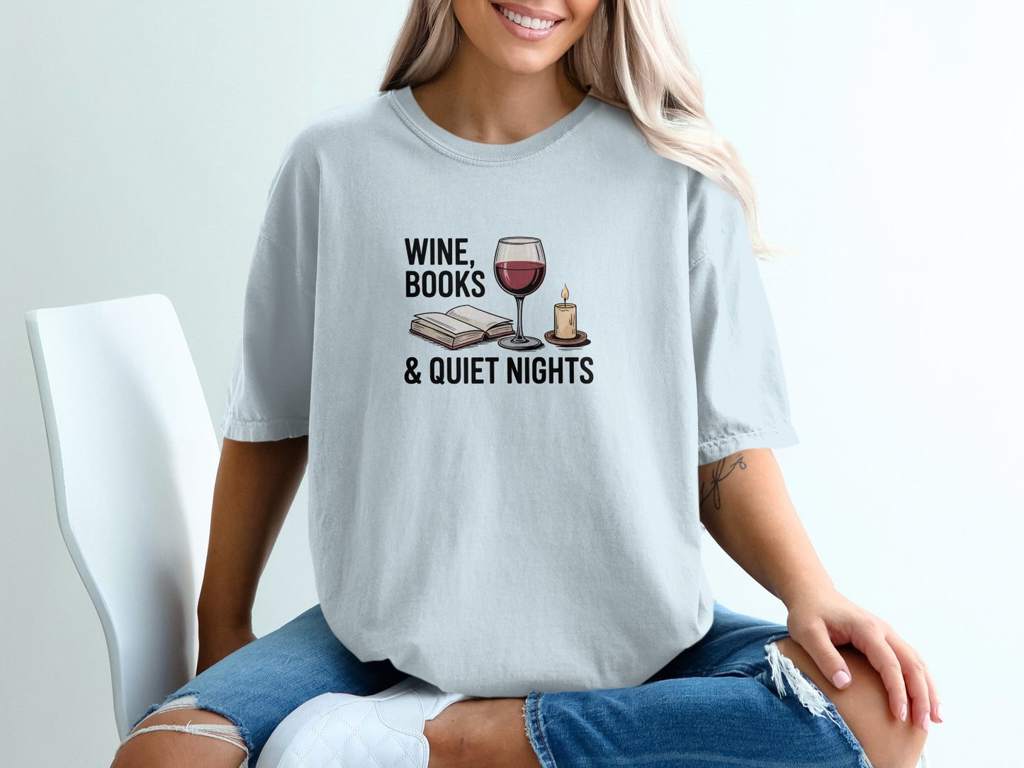 Wine Books and Quiet Nights Graphic Tee product
