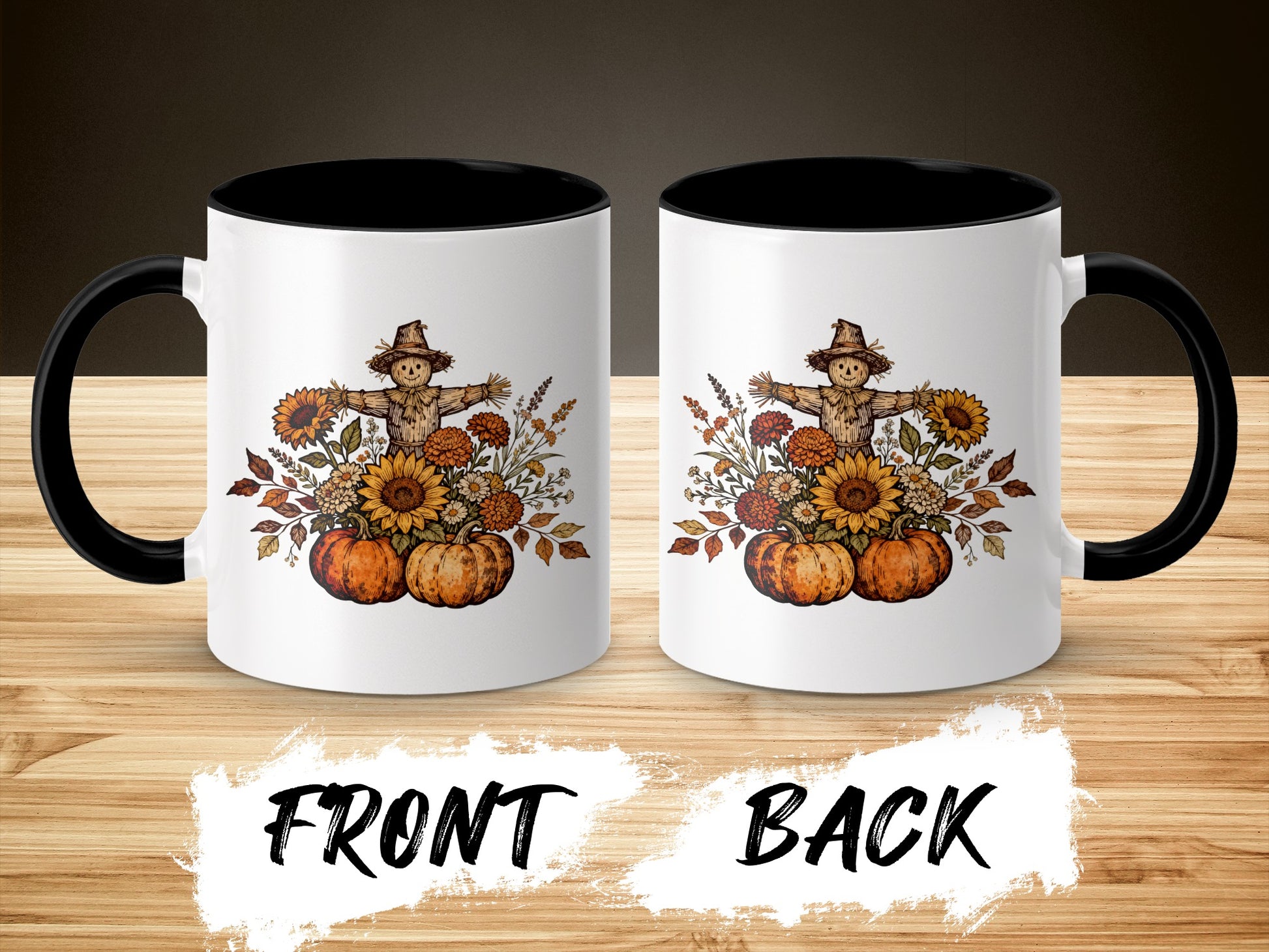 Charming Autumn Scarecrow and Pumpkins Mug Product