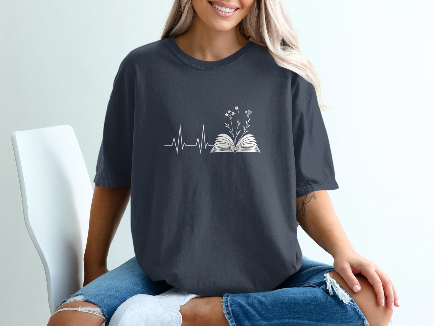 Heartbeat with Open Book Graphic T-Shirt product