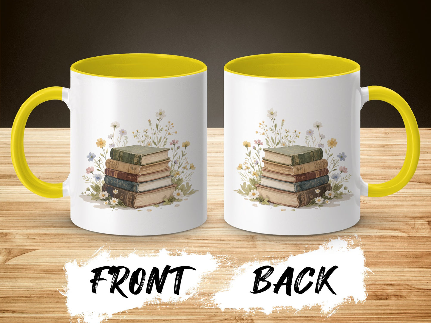 Vintage Book Stack With Floral Design Mug