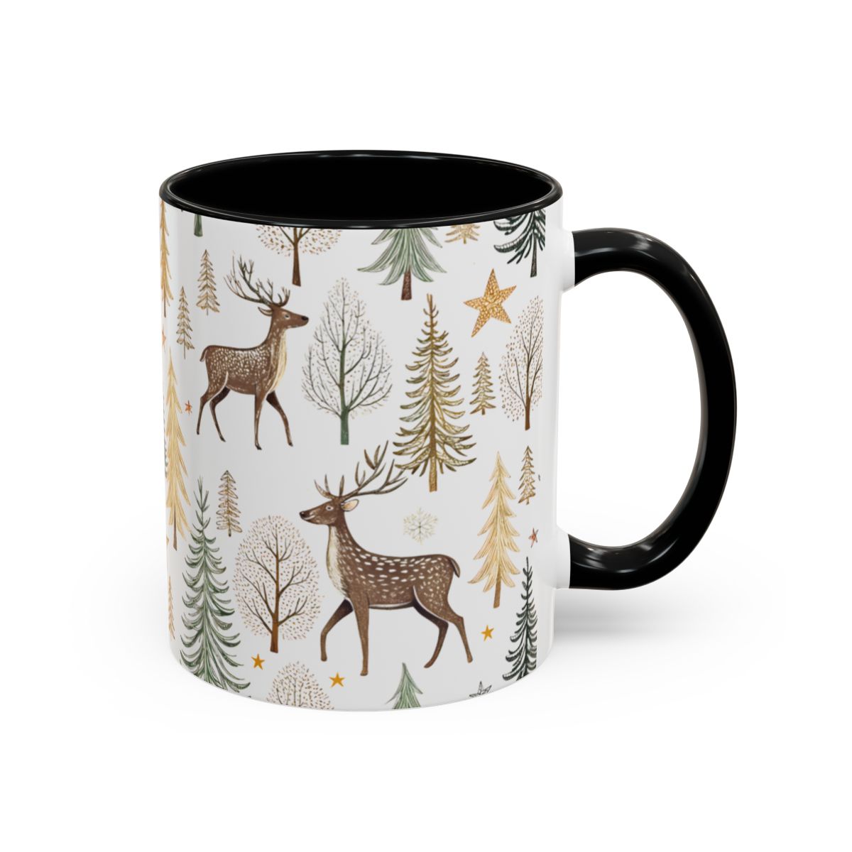 Festive Reindeer Winter Forest Theme Coffee Mug