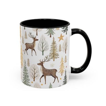 Festive Reindeer Winter Forest Theme Coffee Mug