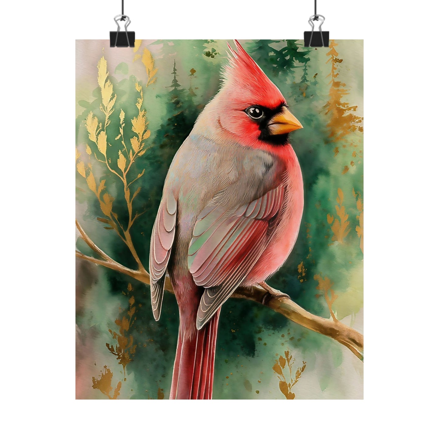 Cardinal With Pines Poster