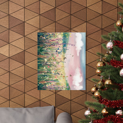 Dreamy Wildflower Meadow At Dawn Watercolor Poster