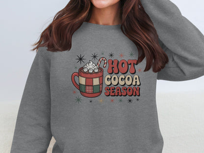 Hot Cocoa Season Sweatshirt with Whimsical Cup Design