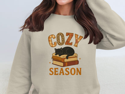 Cozy Season Sweatshirt Cute Black Cat Design