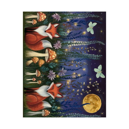 Midnight Woodland Folk Art Poster