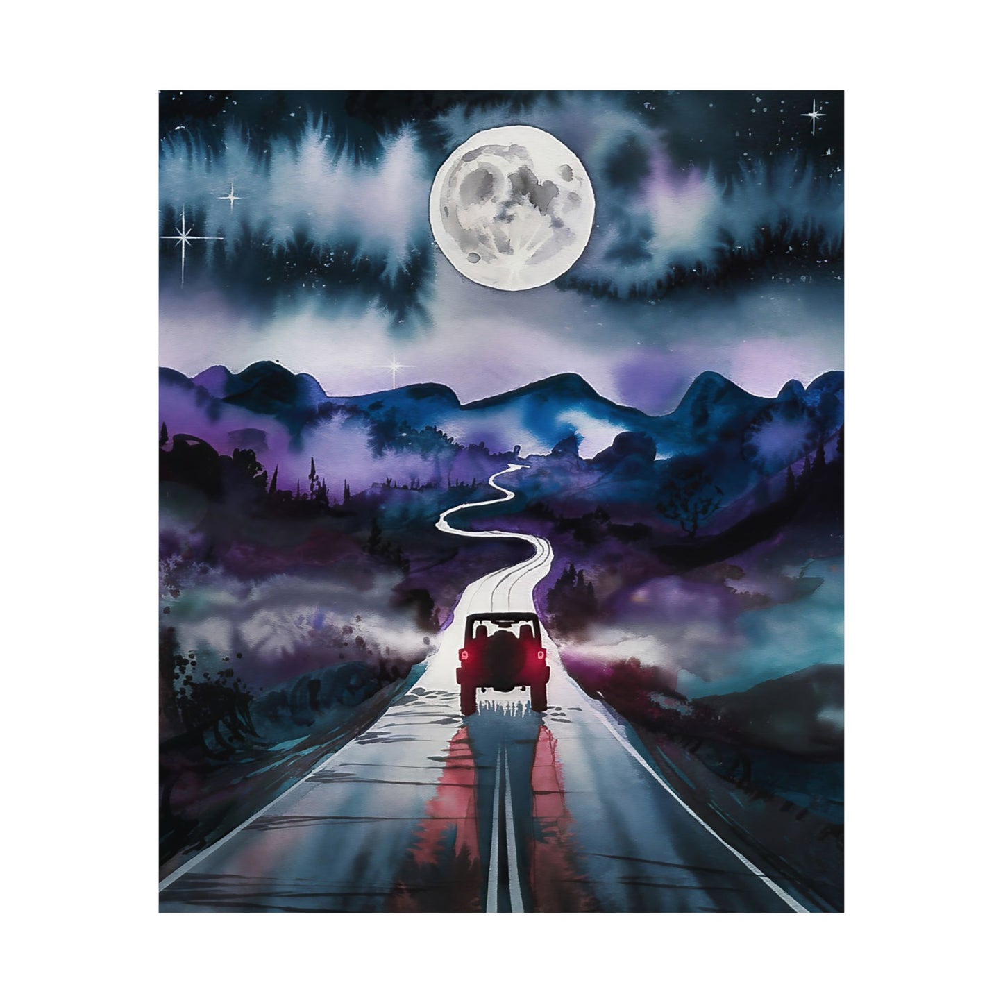 Jeep Driving into The Mountains Poster