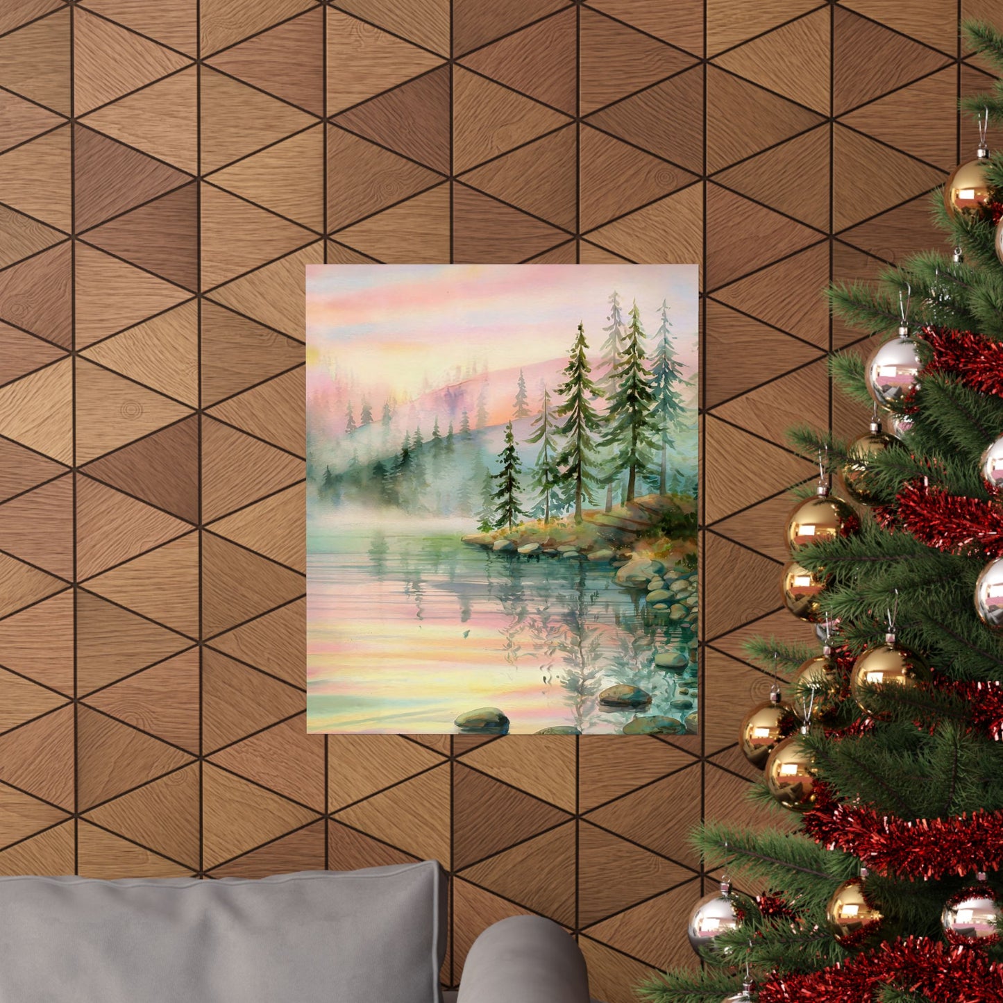 Mountain Lake With Pines Poster