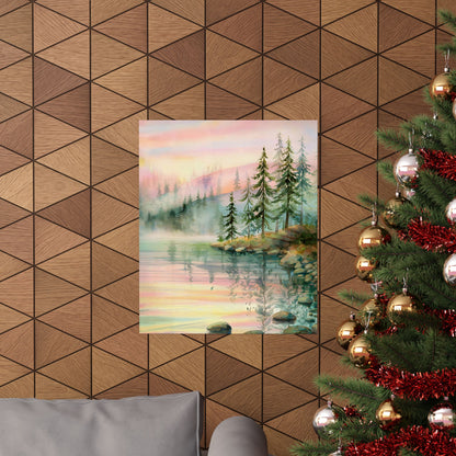 Mountain Lake With Pines Poster
