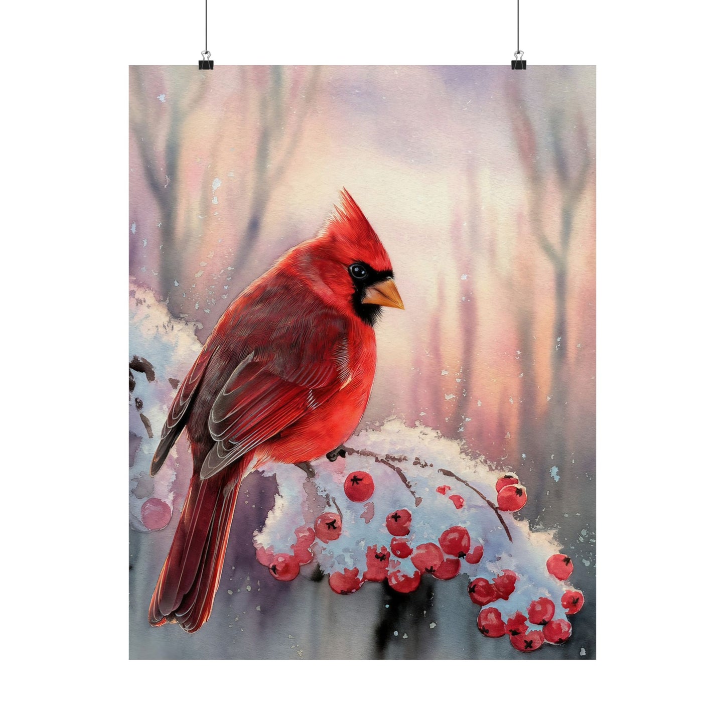 Cardinal Winter Scene Poster