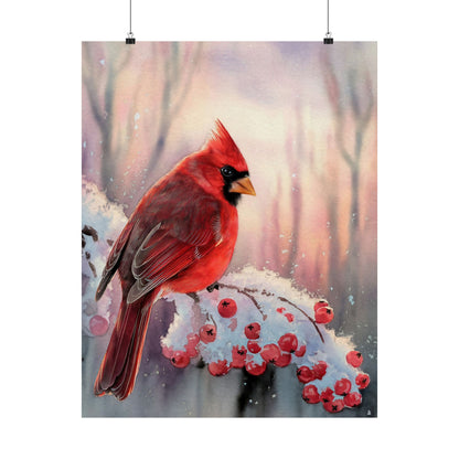 Cardinal Winter Scene Poster