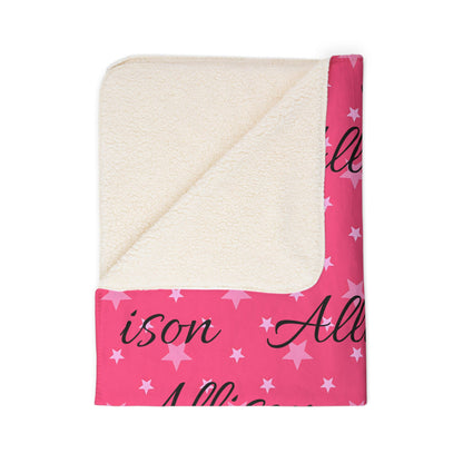 Custom Girls Name Plush Blanket | Pink Signature Pattern Sherpa