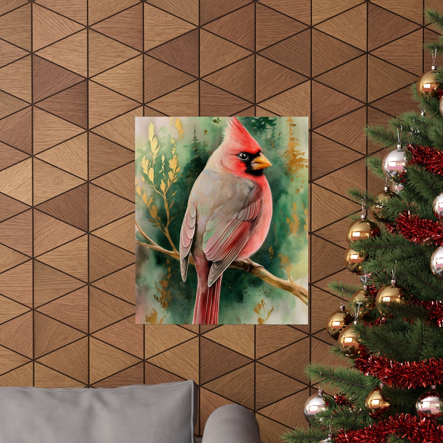 Cardinal With Pines Poster
