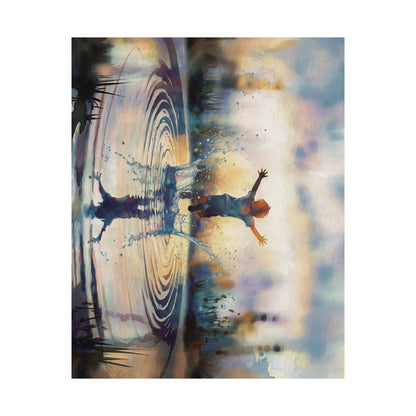 Boy Splashing In Puddle Watercolor Poster