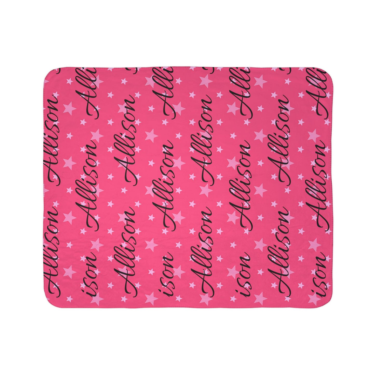 Custom Girls Name Plush Blanket | Pink Signature Pattern Sherpa