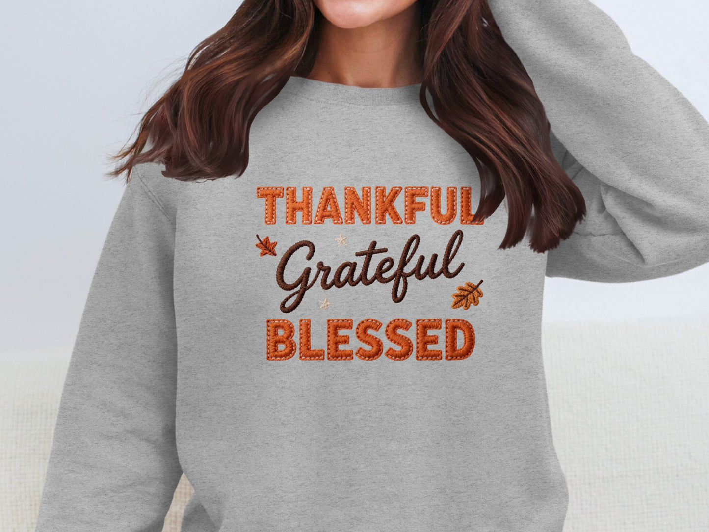 Thankful Grateful Blessed Autumn Inspirational Sweatshirt