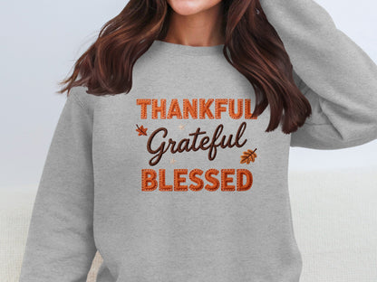 Thankful Grateful Blessed Autumn Inspirational Sweatshirt