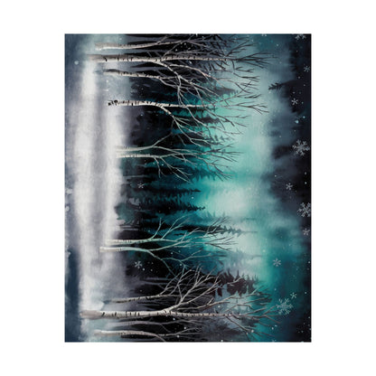 Winter Forest Snowfall Watercolor Poster