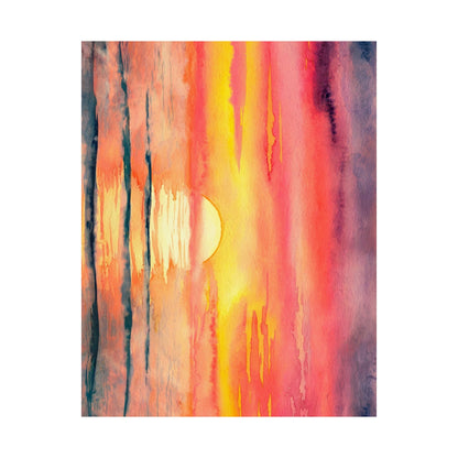 Ocean Sunset Watercolor Poster