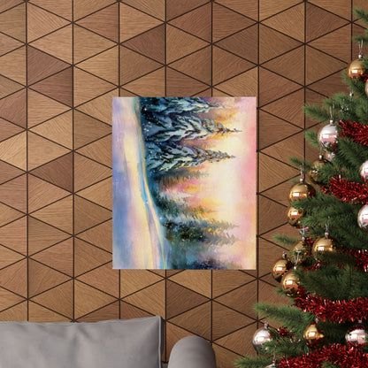 Winter Pines Watercolor Poster