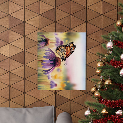 Butterfly On Coneflower Watercolor Poster