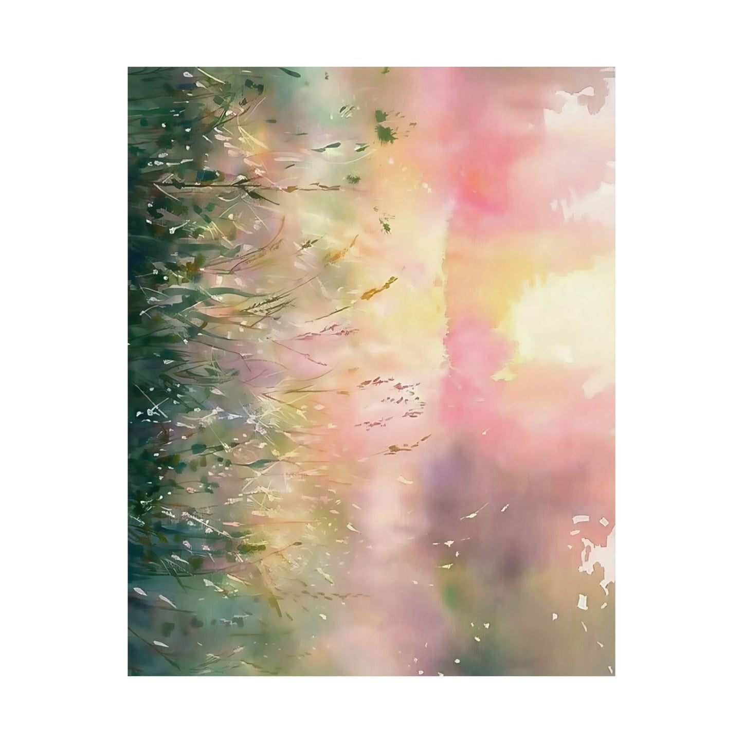 Dreamy Meadow Sunrise Watercolor Poster