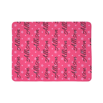 Custom Girls Name Plush Blanket | Pink Signature Pattern Sherpa