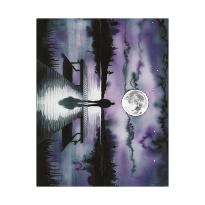 Man Looking At Moon Over A Lake Watercolor Poster