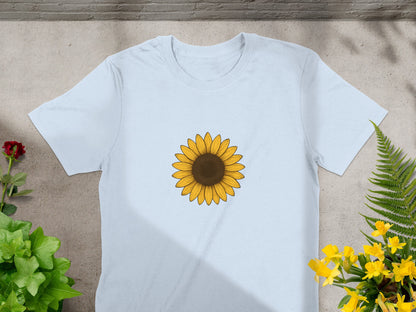 Stylish White Tee with Bright Sunflower Print product type