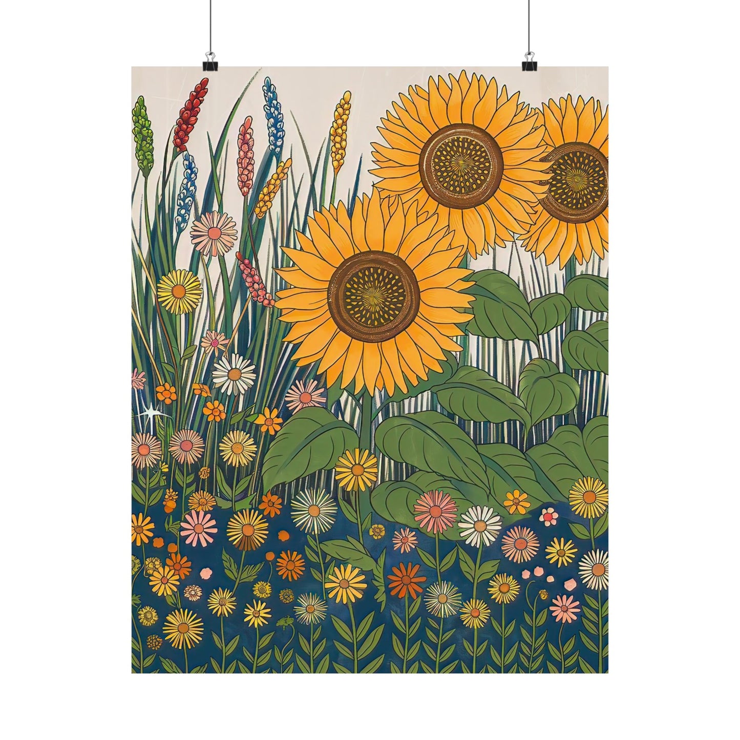 Sunflower With Wildflowers Poster