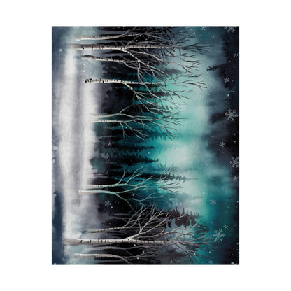 Winter Forest Snowfall Watercolor Poster
