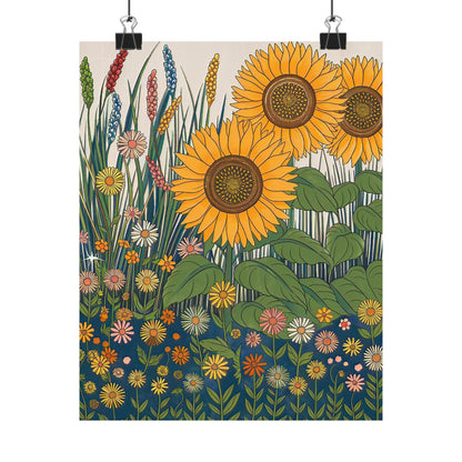 Sunflower With Wildflowers Poster