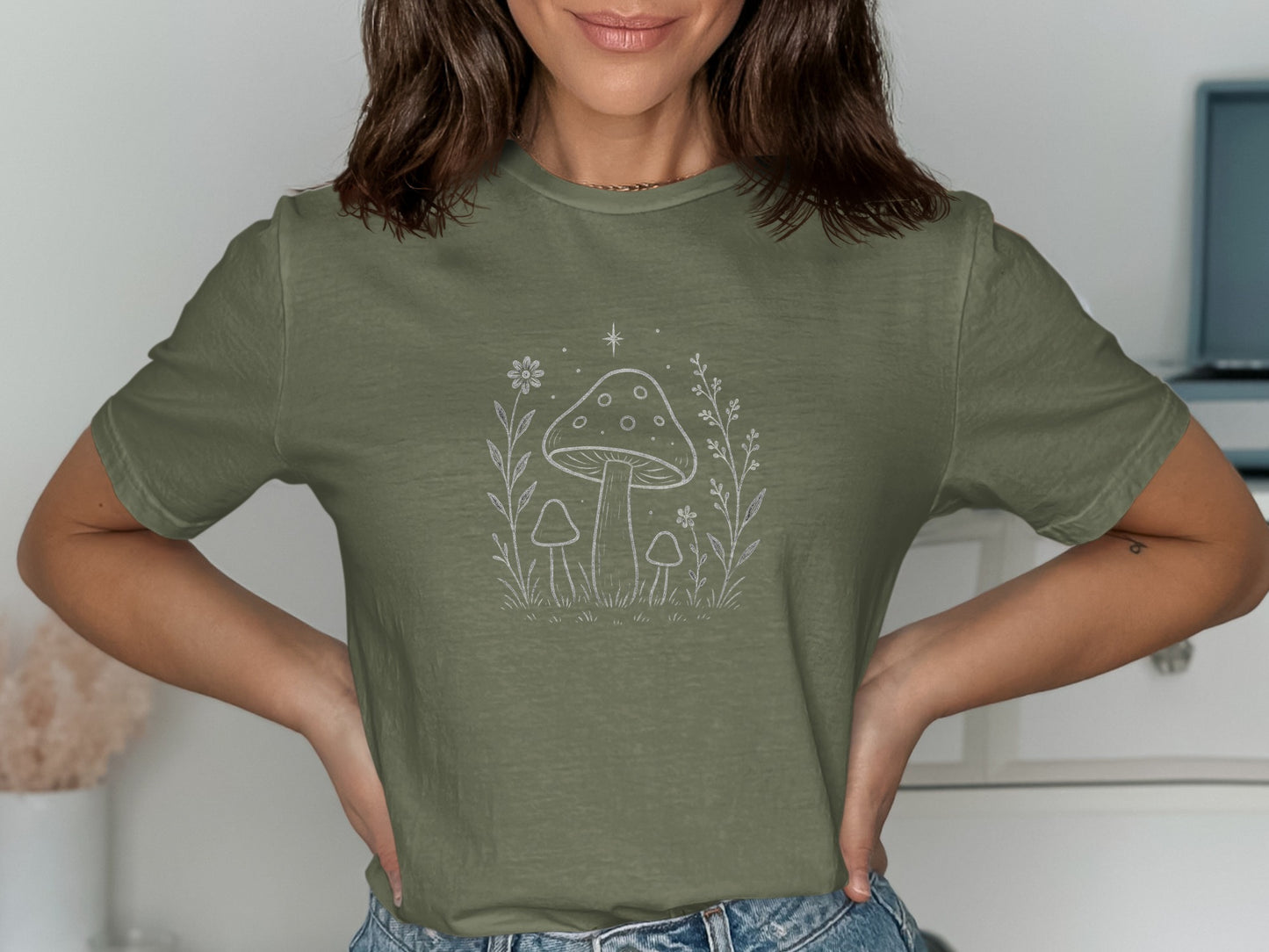Women's T-Shirt with Whimsical Mushroom Graphic product type