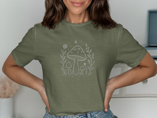 Women's T-Shirt with Whimsical Mushroom Graphic product type